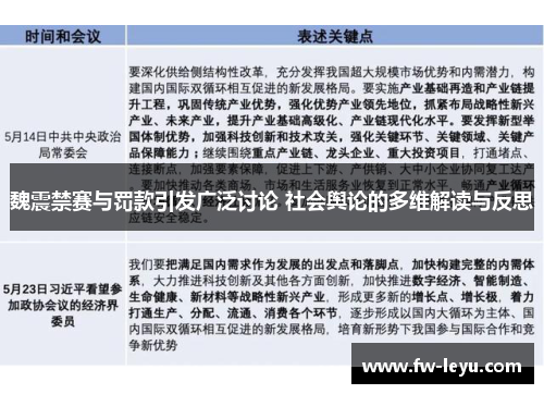 魏震禁赛与罚款引发广泛讨论 社会舆论的多维解读与反思